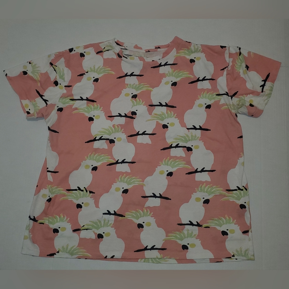 Knicker Bocker Men's Tropical Parrot Print Pink T-Shirt Sz LG